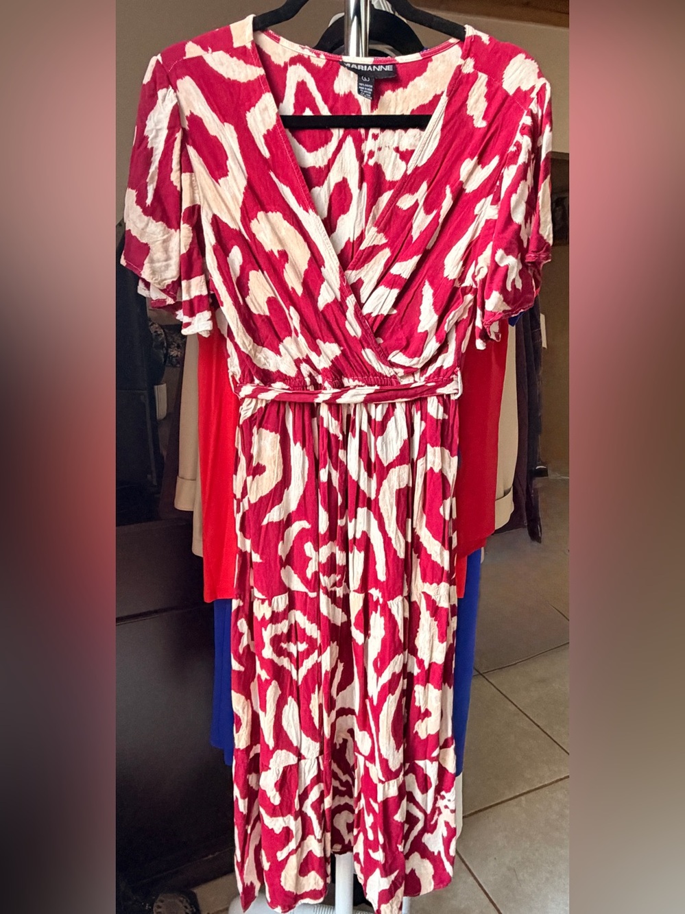 Arianne Fuchsia and White Abstract Print Maxi Dress